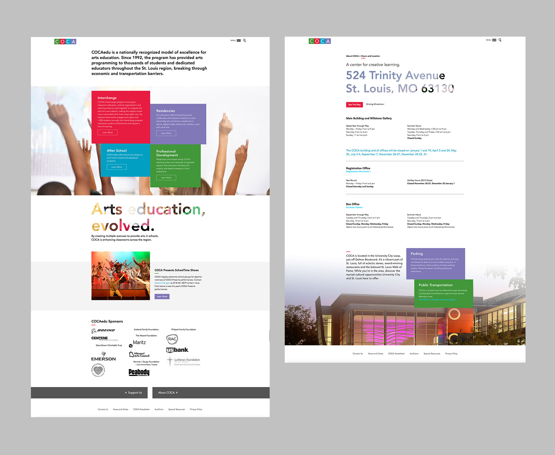 COCA St. Louis - Website Design