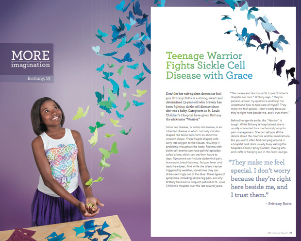 Butterfly Design Spread for St. Louis Children's Hospital Annual Report 