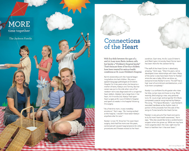Family Design Spread for St. Louis Children's Hospital Annual Report 