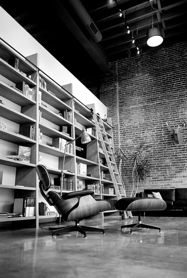 The lobby and Eames Lounge Chair of Atomicdust - Branding and Design Agency in St. Louis