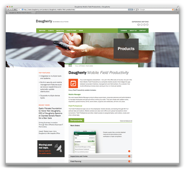 Interior pages of the website design for Daugherty Business Solutions