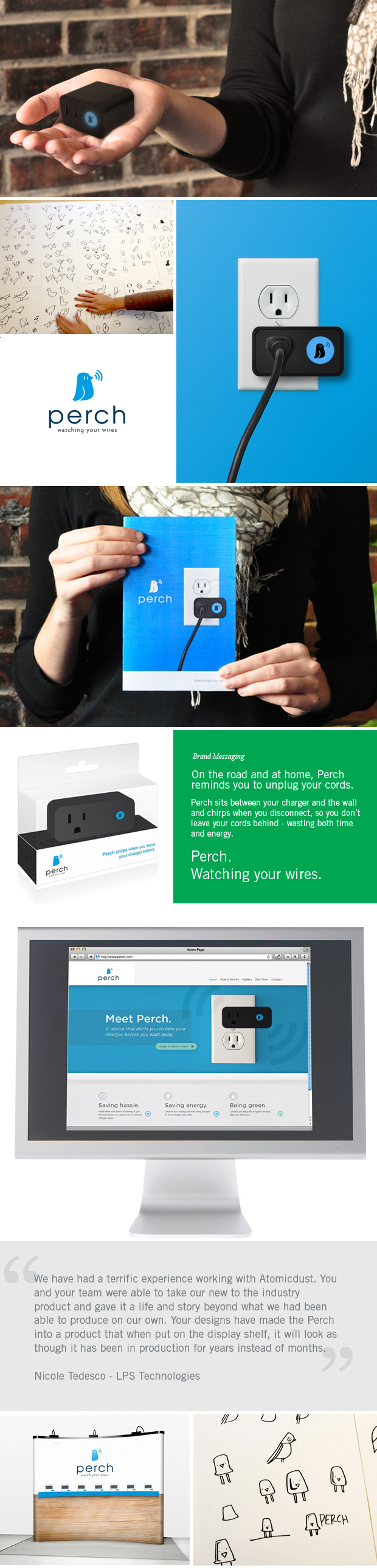 Branding and design layouts for Perch - Watching Your Wires
