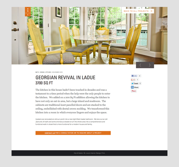 Website for Hip + Gable Interior Design Firm