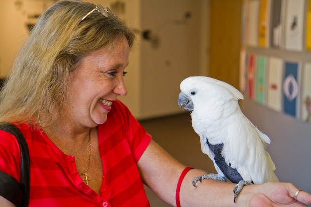 Sharon brings her bird to Atomicdust