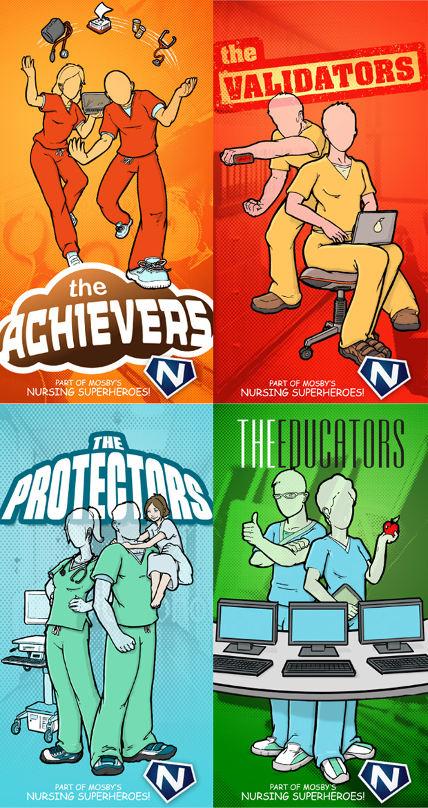 Super Heroes of Nursing Illustrations for Elsevier's Digital Marketing campaign