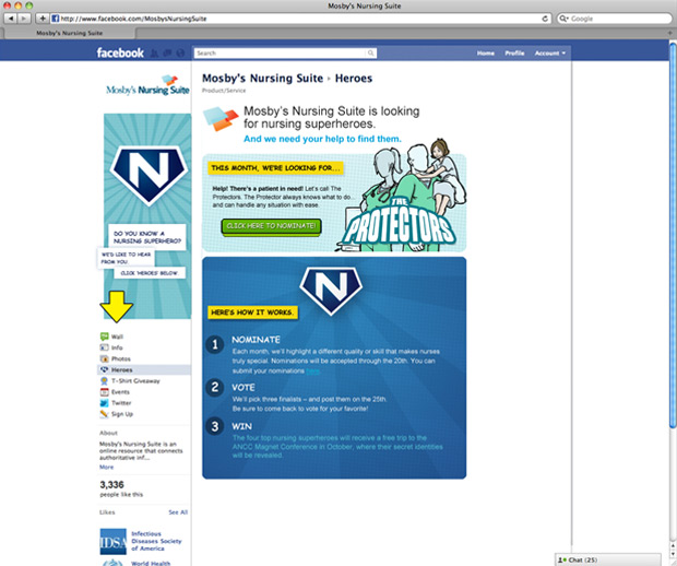 Super Heroes of Nursing Facebook Page for Elsevier's Digital Marketing campaign
