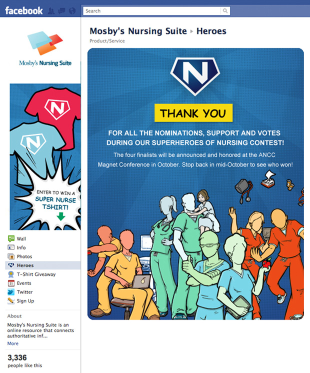 Super Heroes of Nursing Facebook app for Elsevier's Digital Marketing campaign