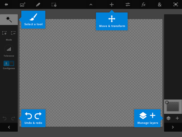 Adobe Photoshop for iPad's interface