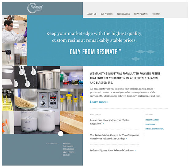 Website design for Resinate Materials Group
