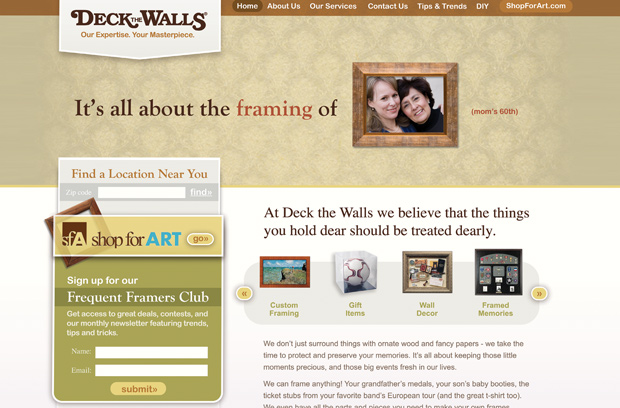 The Great Frame Up and Deck the Walls Websites Launch