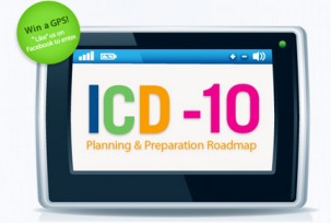 An illustration of a GPS device displaying the word ICD-10