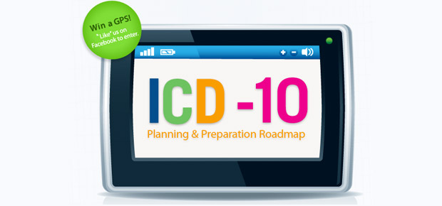 An illustration of a GPS device displaying the word ICD-10