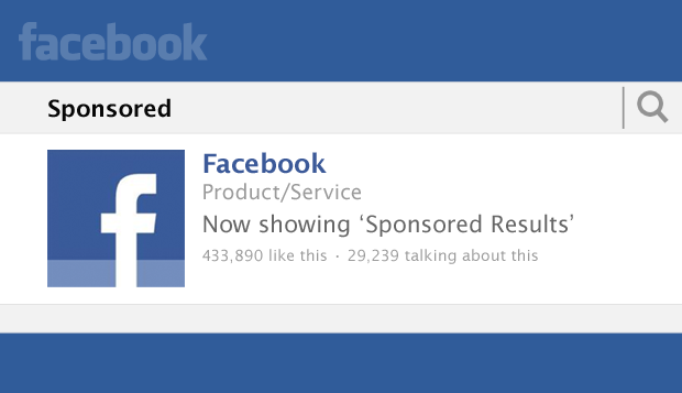 Facebook Now Showing ‘Sponsored Results’