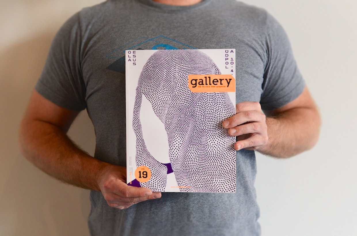 James Dixson holding Atomicdust's Goshen Branding in Chois Gallery issue of The World’s Best Graphics.