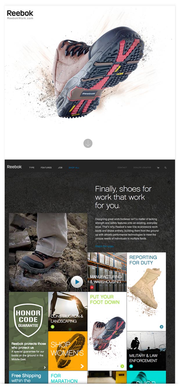 Reebok Work Website Design