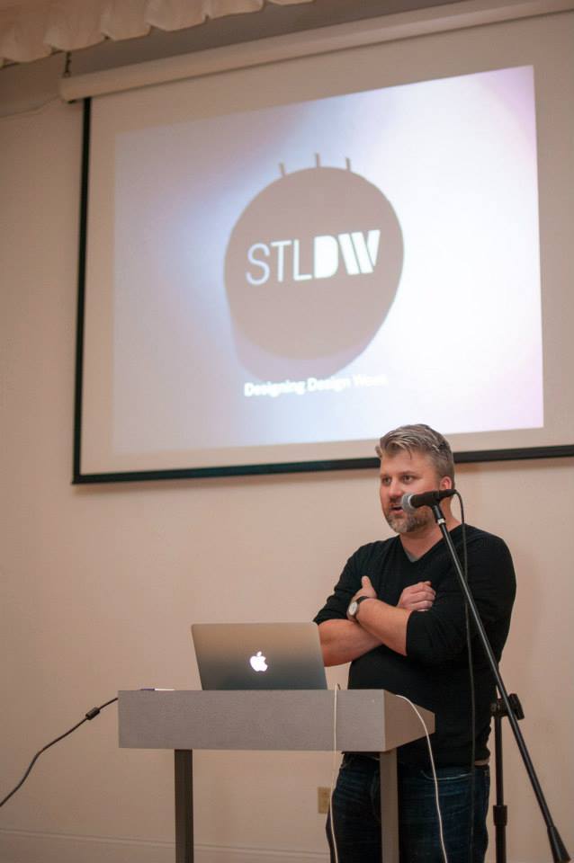 Mike Spakowski speaking at AIGA St. Louis