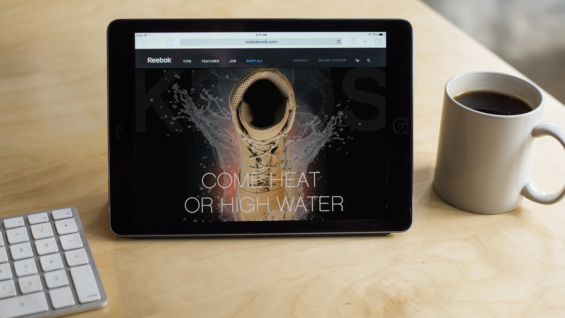 Website design for Reebok Krios on an iPad at Atomicdust