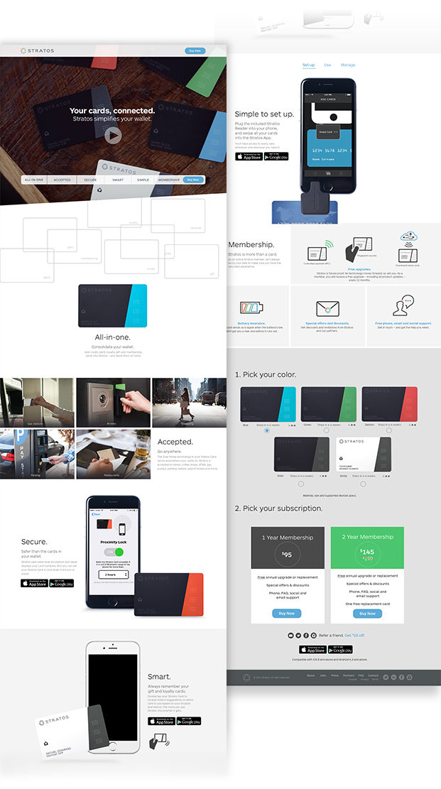 Website design for Stratos Card