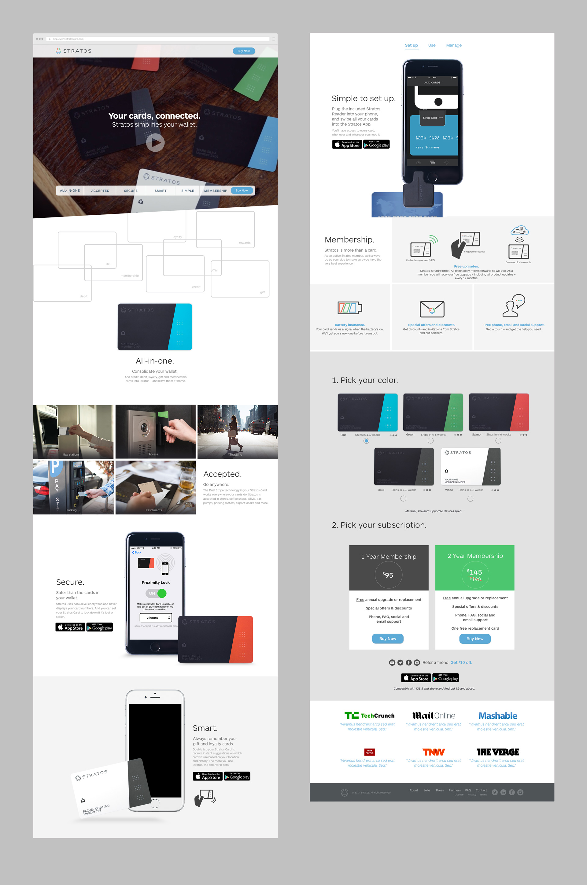 Website Design layouts for Stratos Card