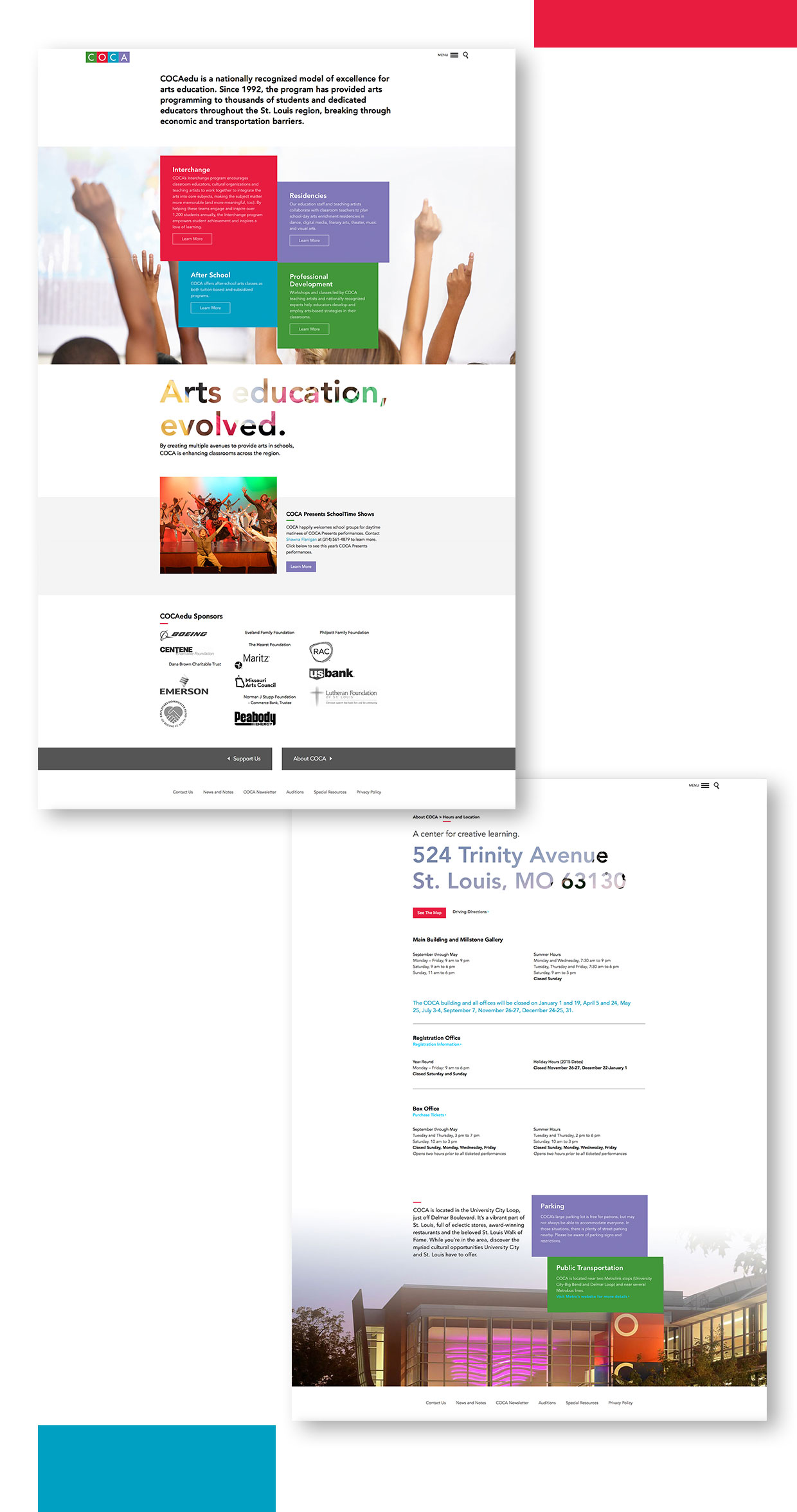 COCA Website Inside Designs