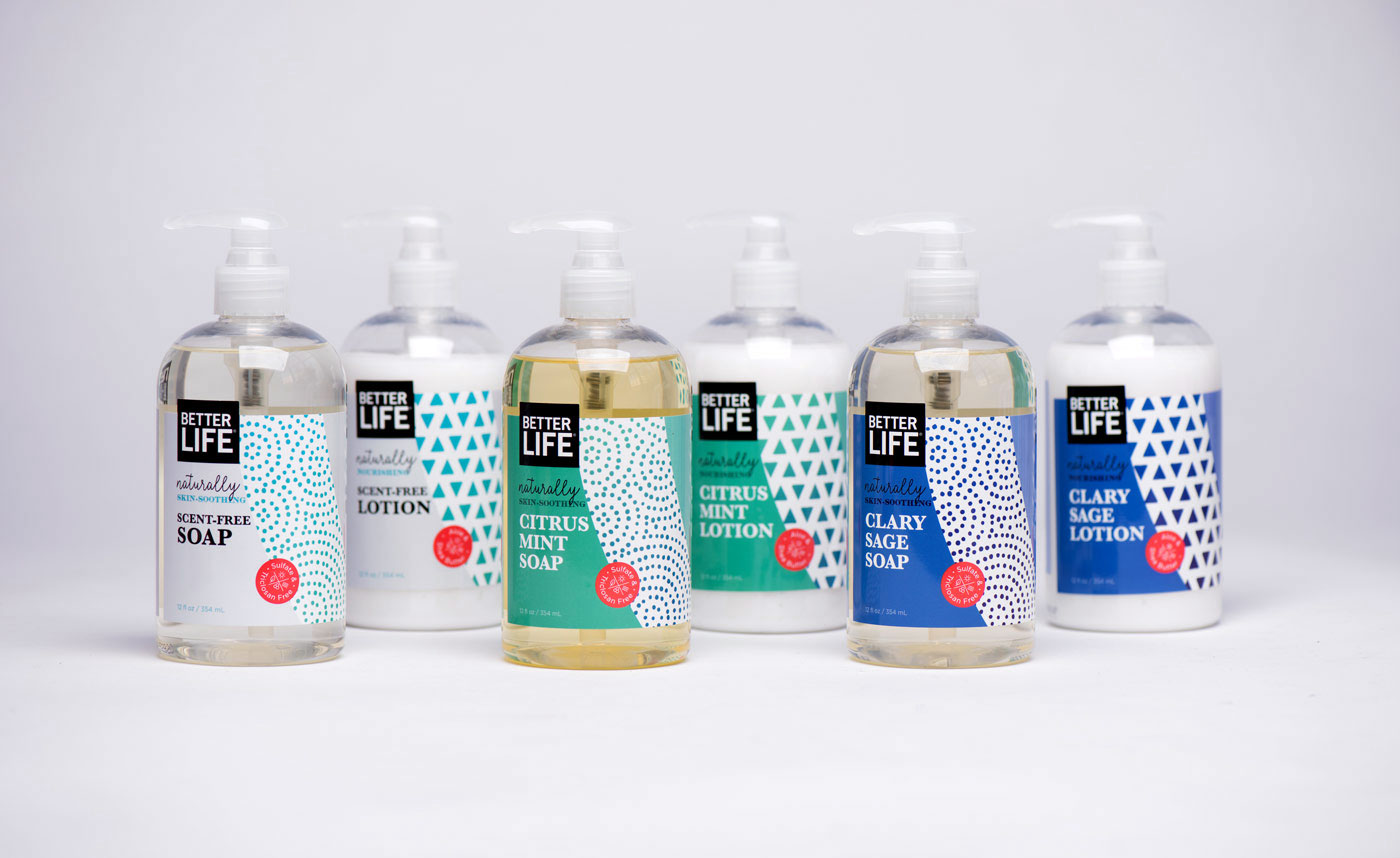 Better Life Soaps and Lotions Packaging Design