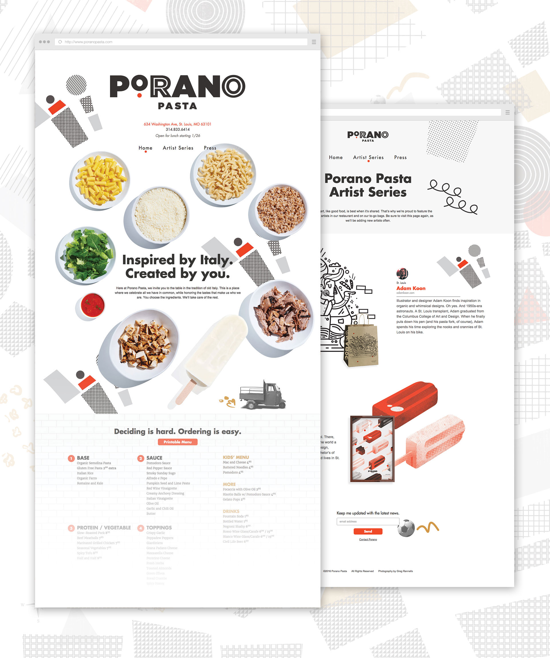 Porano Pasta Website Design