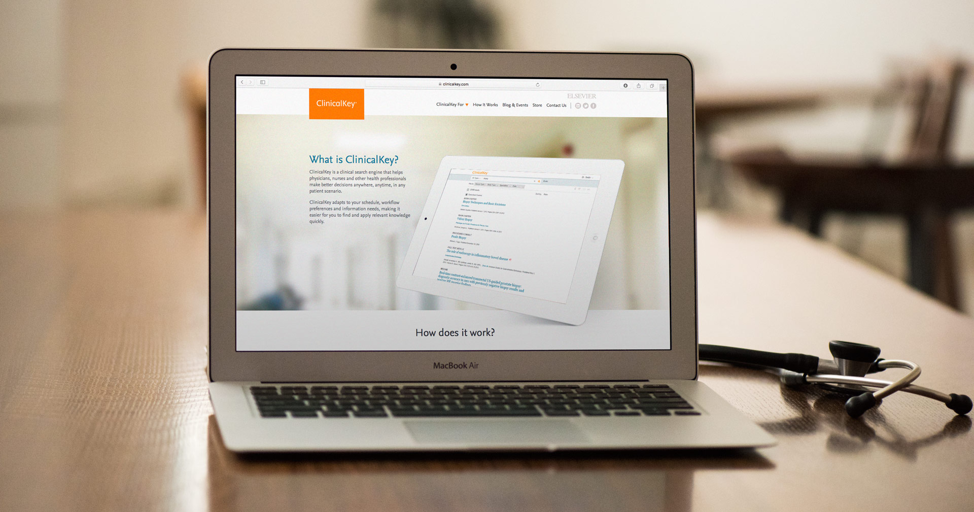 ClinicalKey Website Design on a laptop