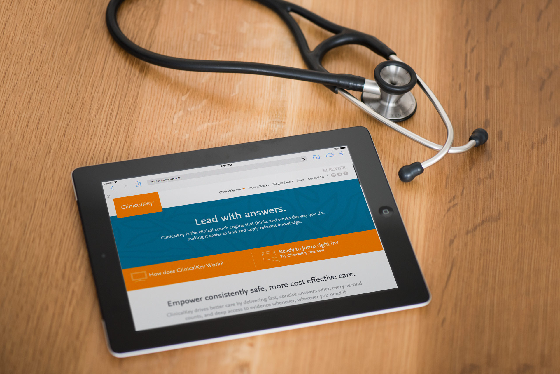 ClinicalKey Branding and Website Design on an iPad