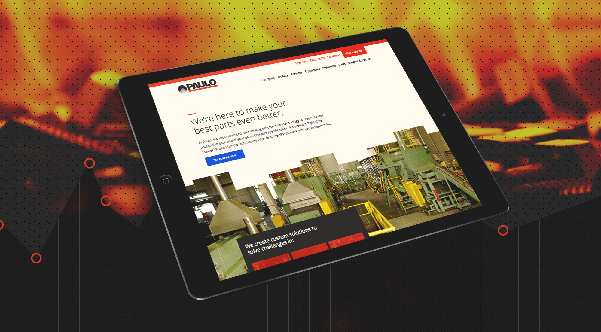 Paulo Heat Treating Website Design on an iPad