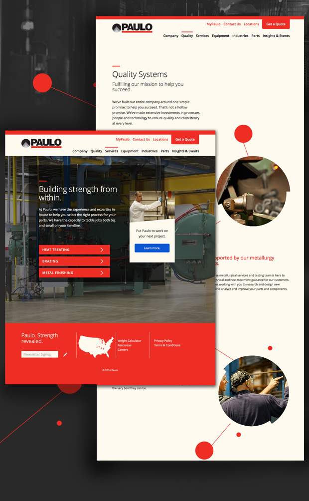 Paulo Heat Treating Home page of the website design