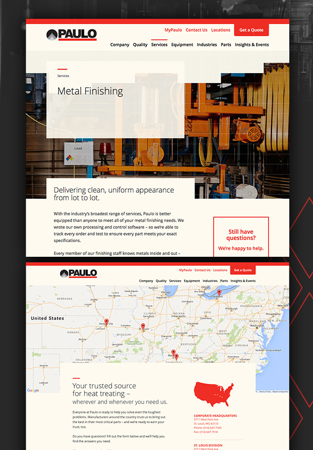 Paulo Heat Treating Website Design Service Page