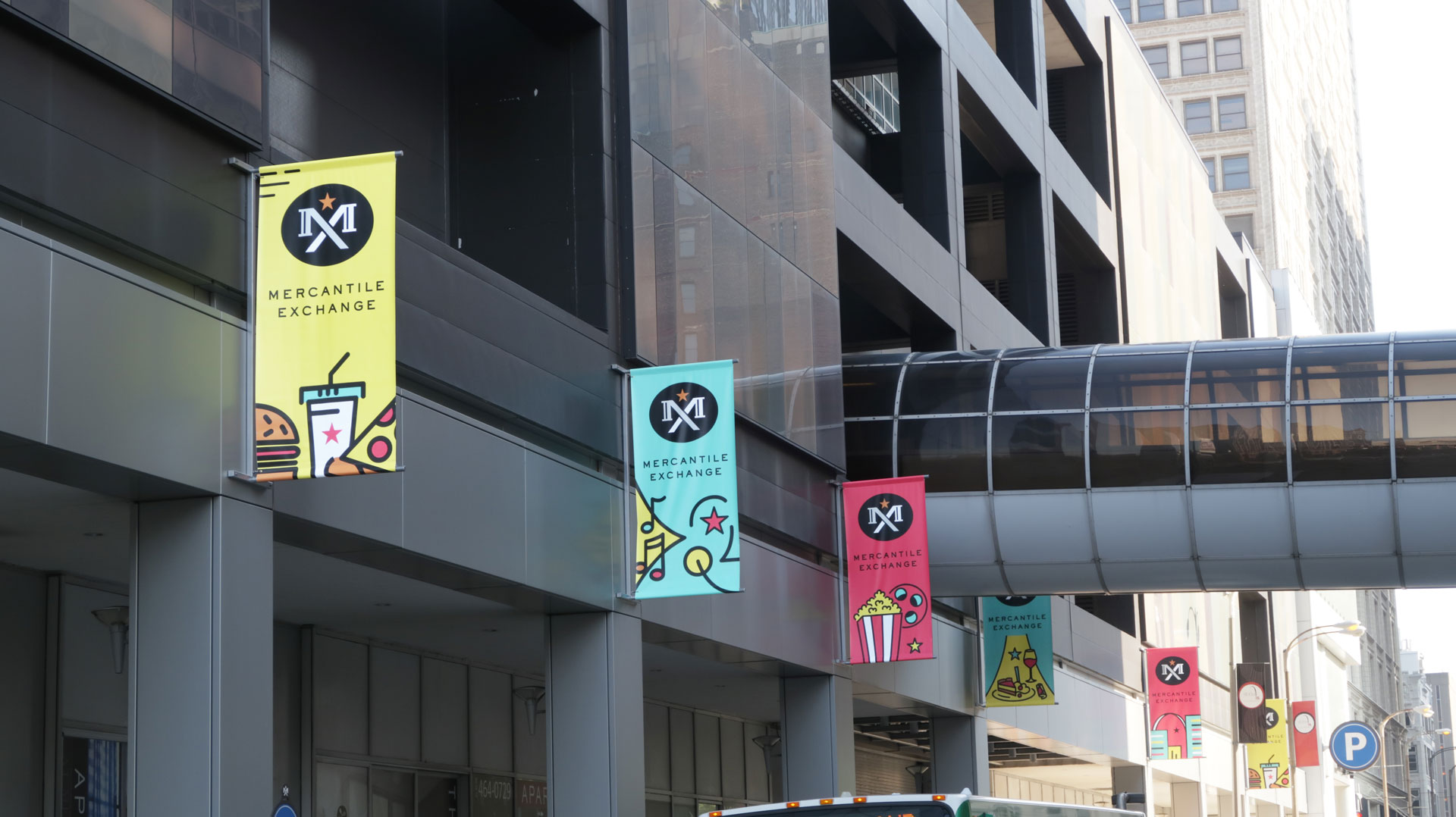 The banners we designed for the MX Exchange line the streets of downtown St. Louis