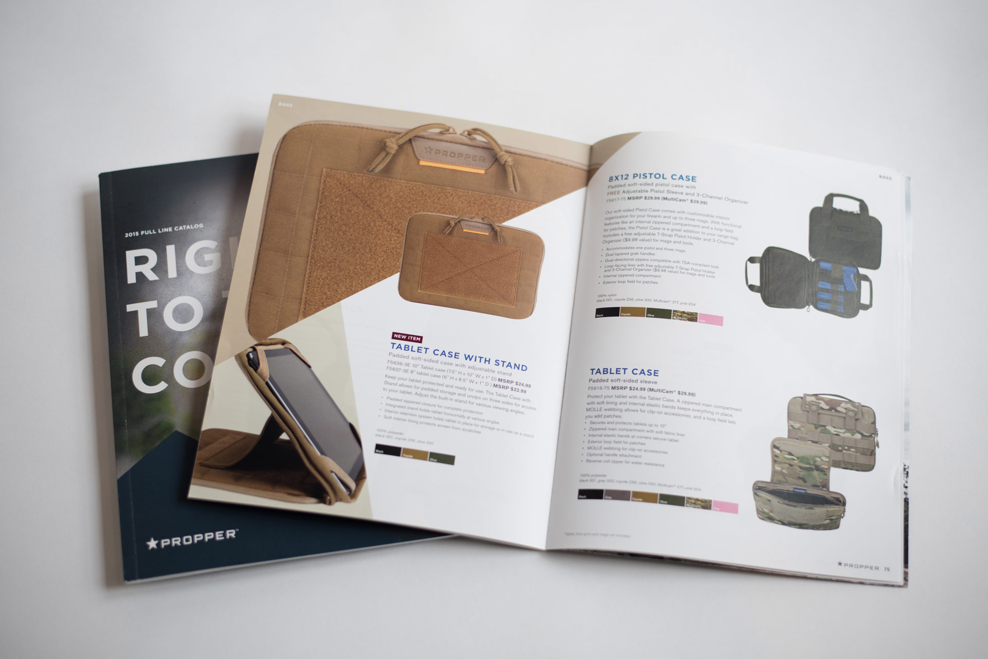 Brand catalog page spread for Propper