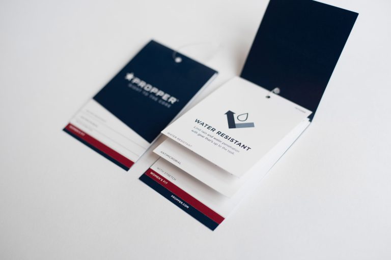 Hang tags with the Propper branding