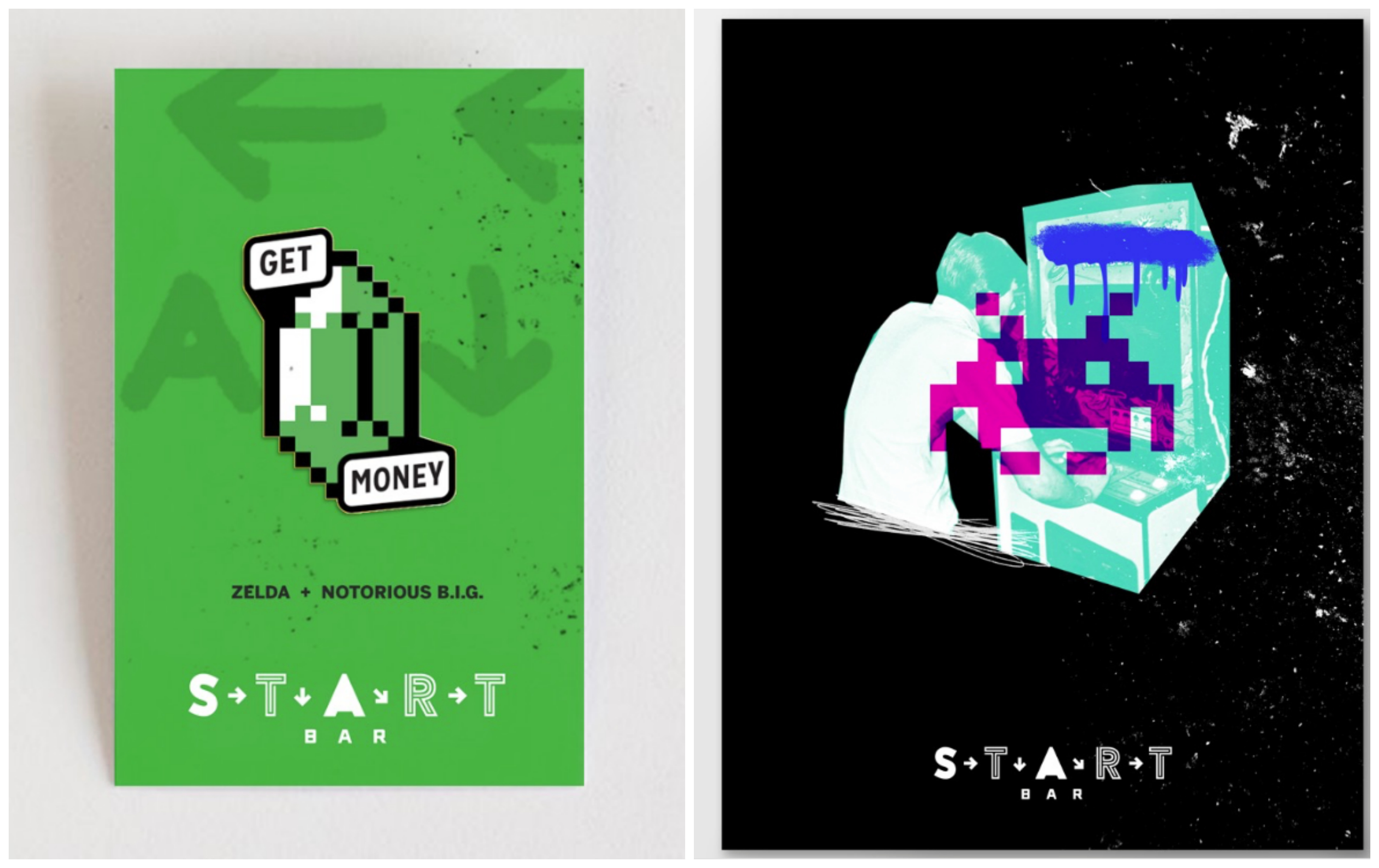 Early design concepts for Start Bar branding