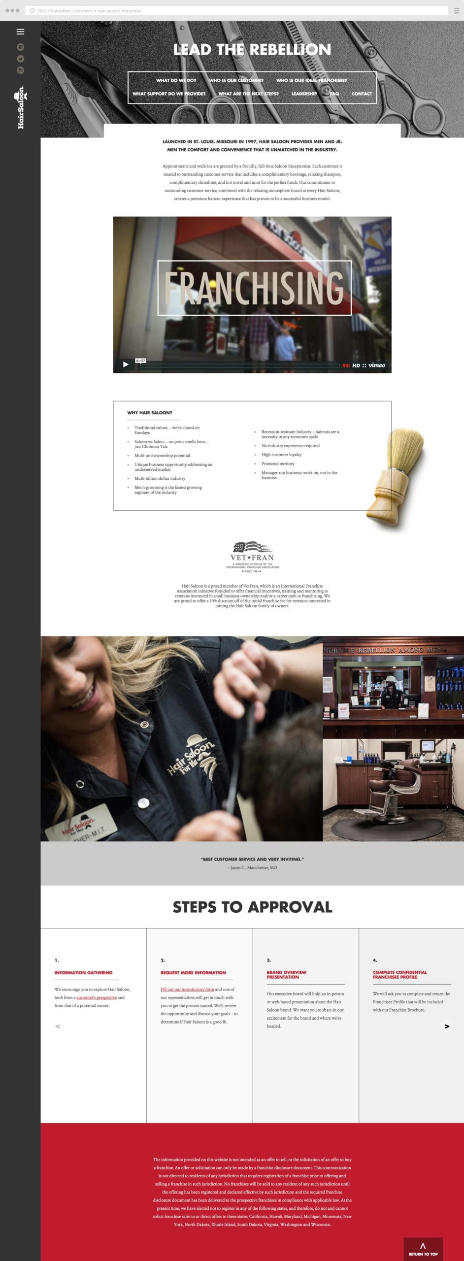 Hair Saloon- Website Design - Franchise Page
