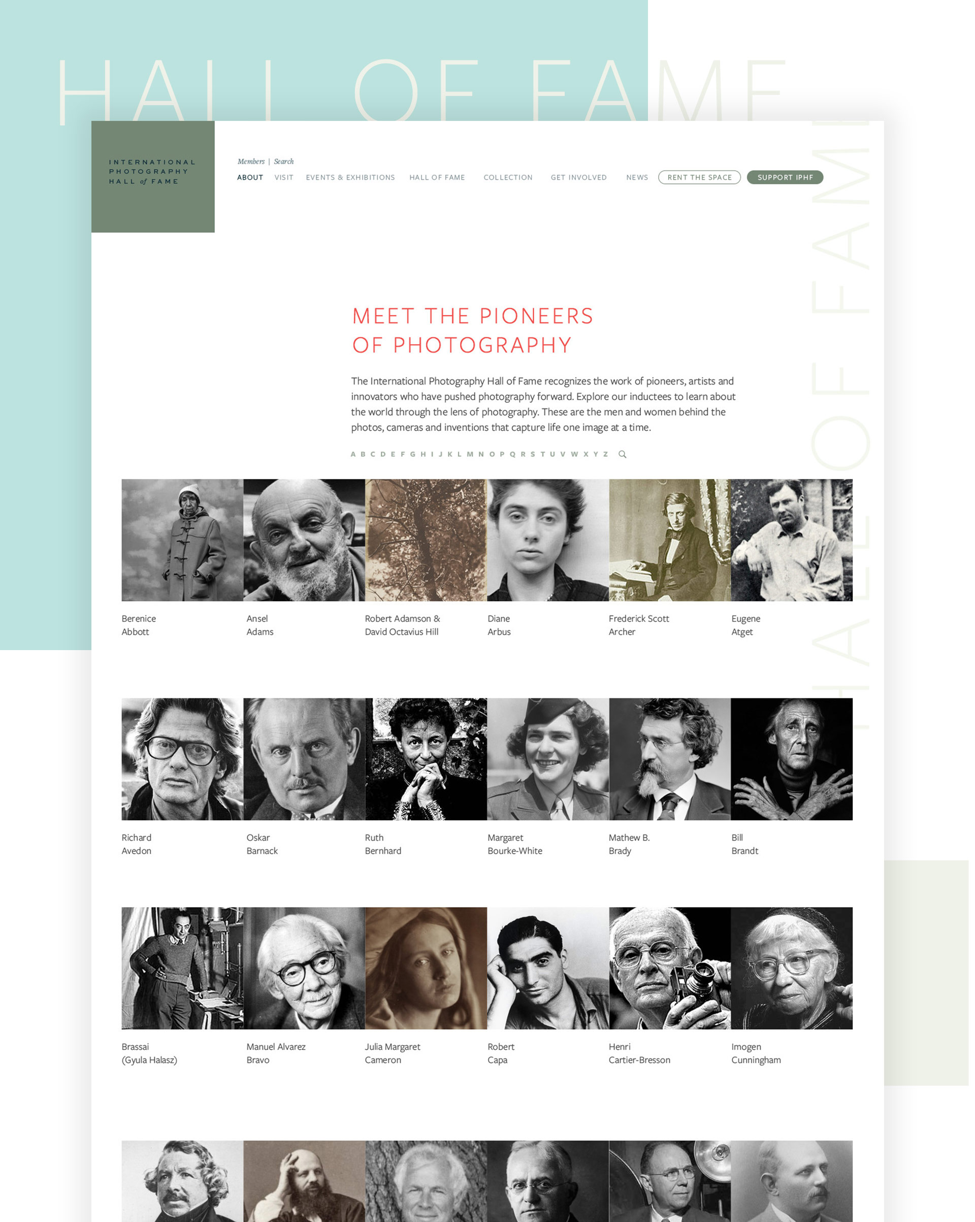 Website design for International Photography Hall of Fame