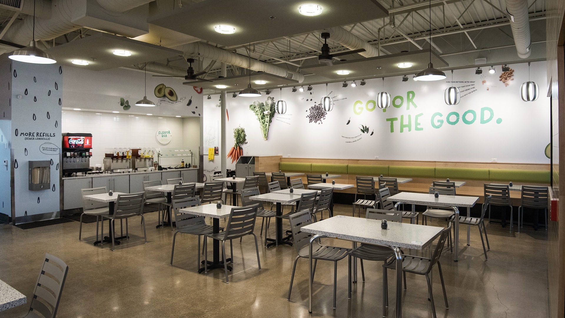 Crazy Bowls & Wraps interior with new branding