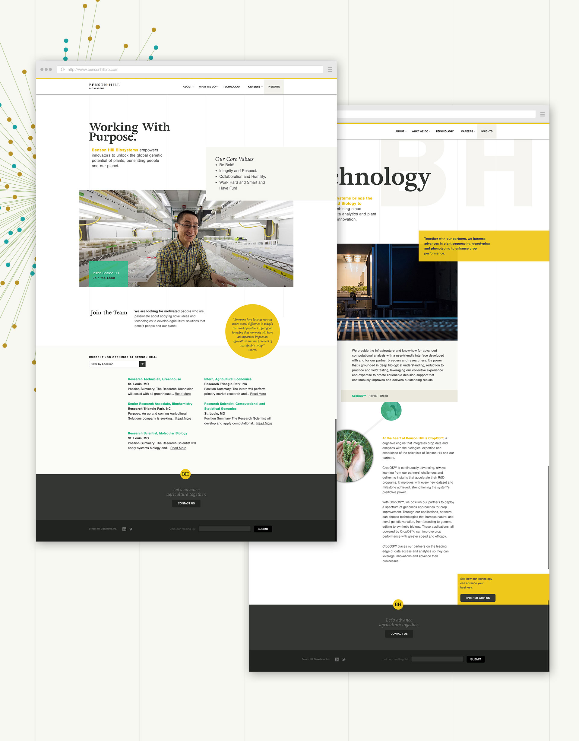 Website design for Benson Hill Biosystems