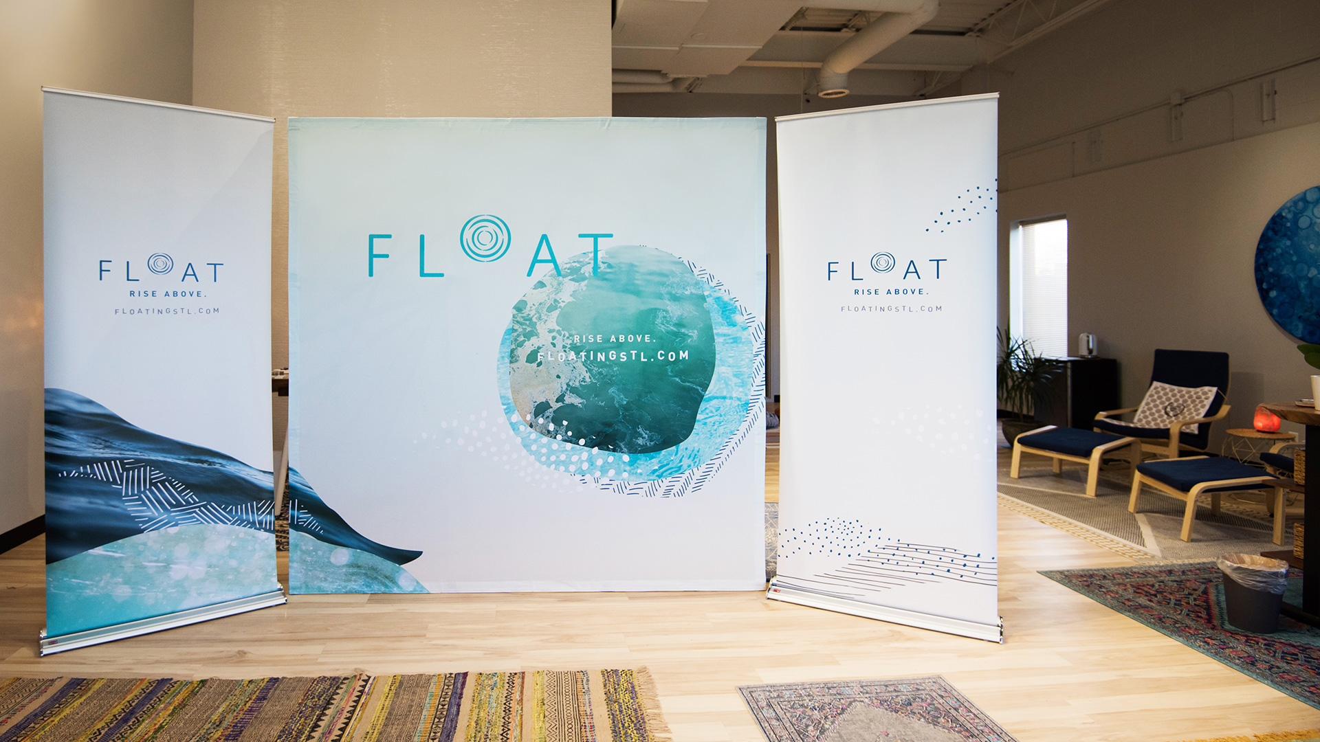 Pop up banner displays designs for FLOAT STL