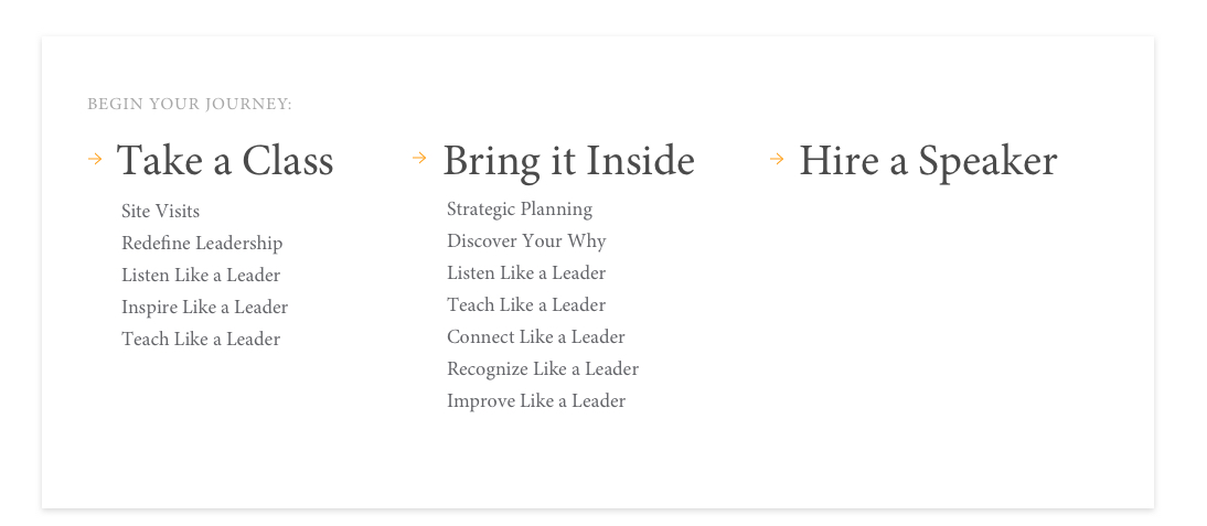 The footer design for the new Berry Wehmiller Leadership Institute website