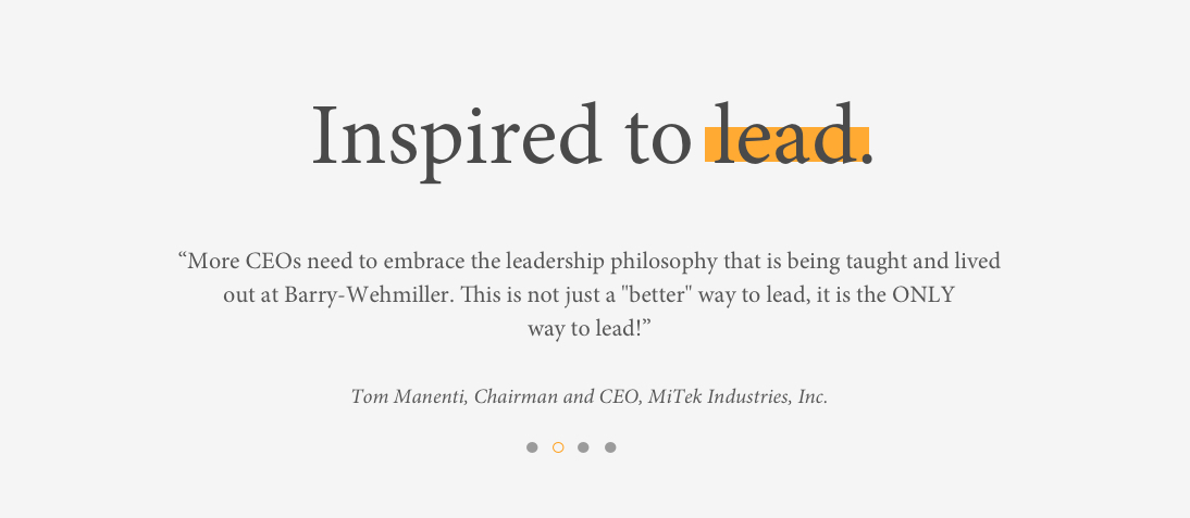 Inspired to Lead - design element used in the Berry Wehmiller Leadership Institute website
