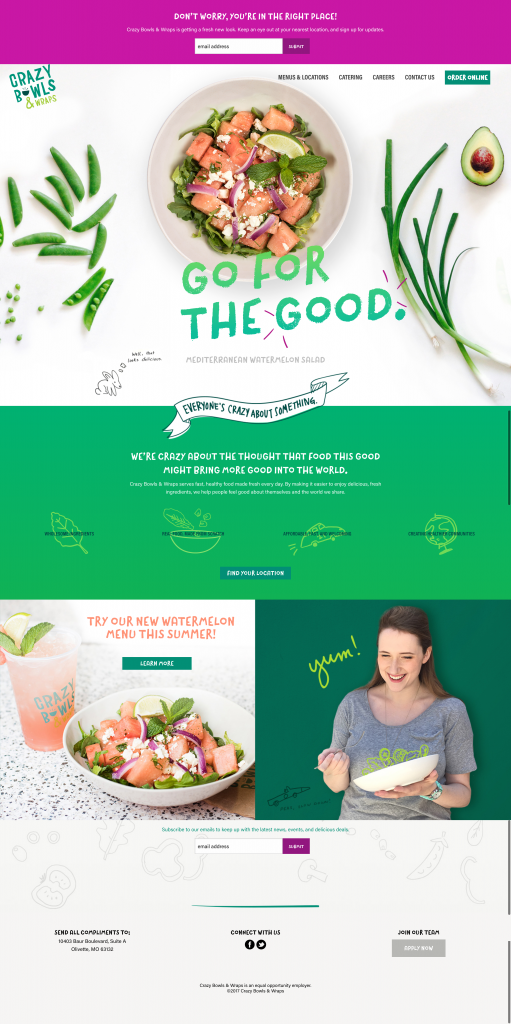 Crazy Bowls & Wraps Website Design