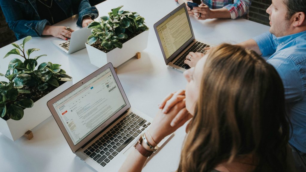 B2B Website Designers discussing a project.