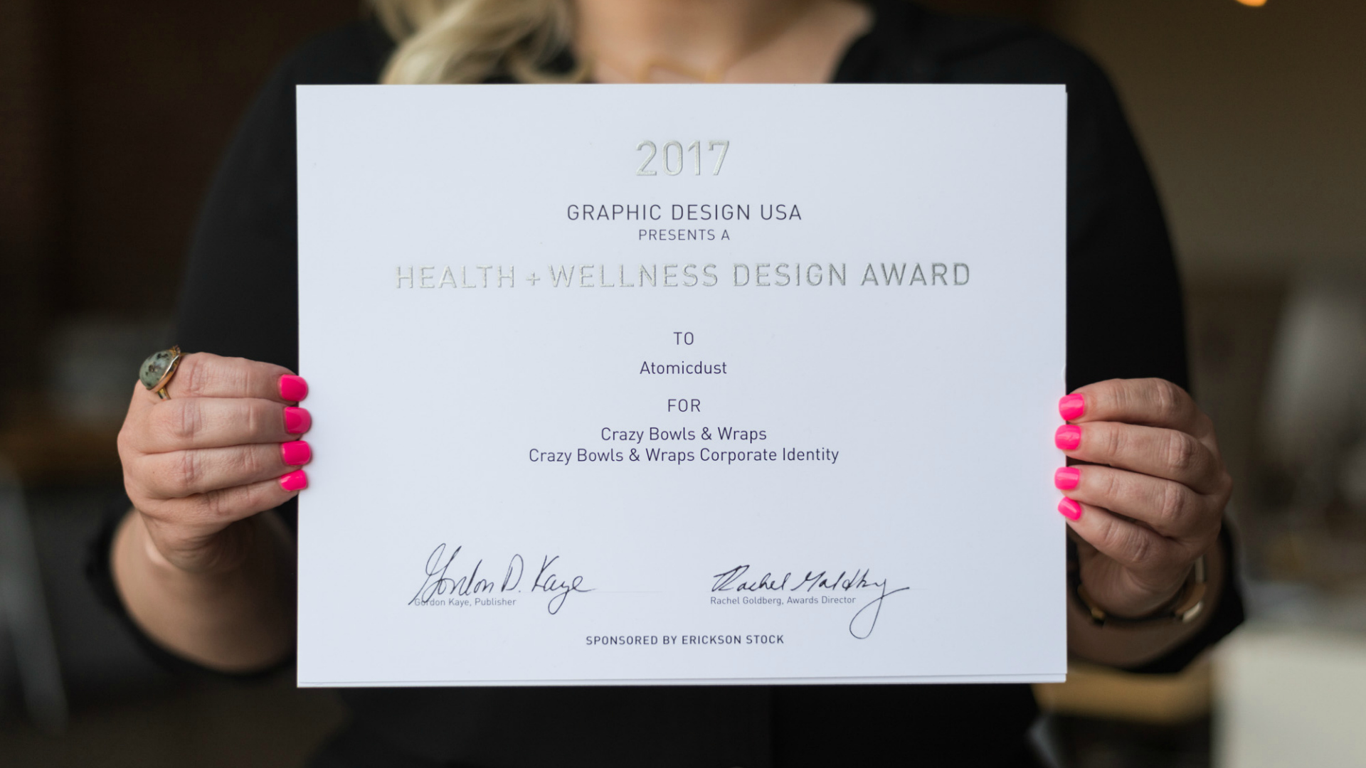 Atomicdust wins Health + Wellness design awards.