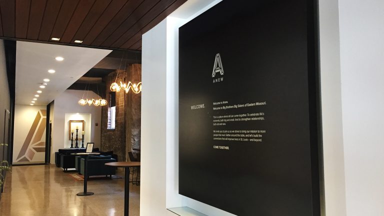 The branded environment at Anew, and the brand language on display.