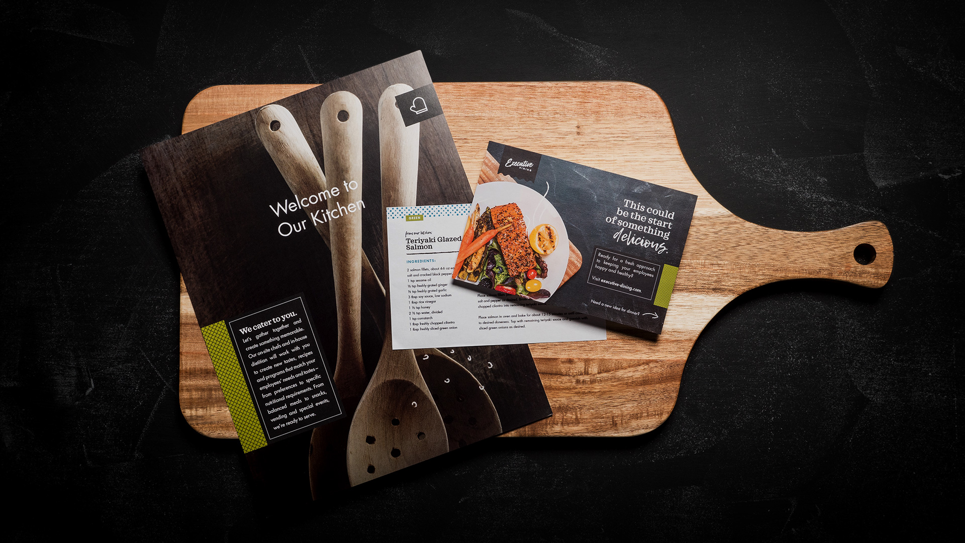 Branded marketing collateral for Executive Dining