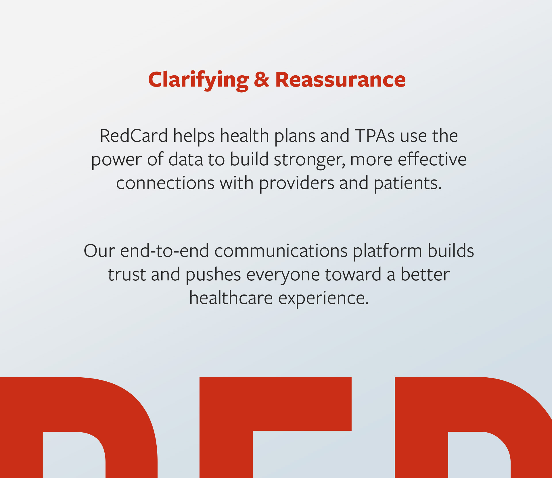The Clarifying statement for RedCard Brand. Copy written by Atomicdust