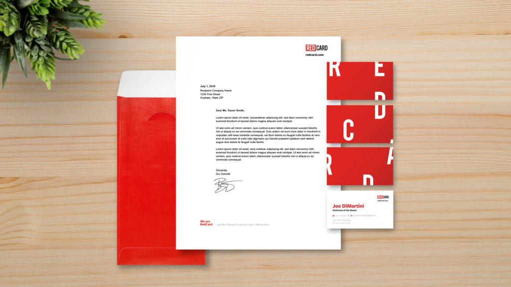 New Letterhead and business card design and branding for RedCard