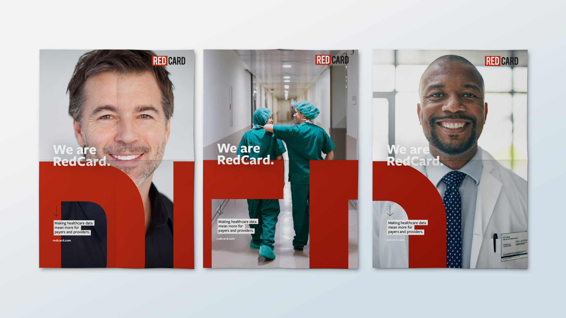 Poster design elements created for the health care marketing brand RedCard, by Atomicdust
